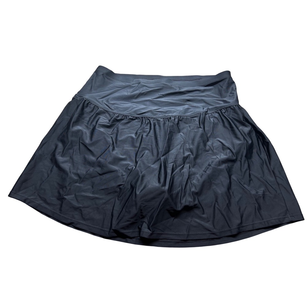 Island Escape Women's Swim Skirt Tummy Control Thigh Minimizer 22W Black 770068